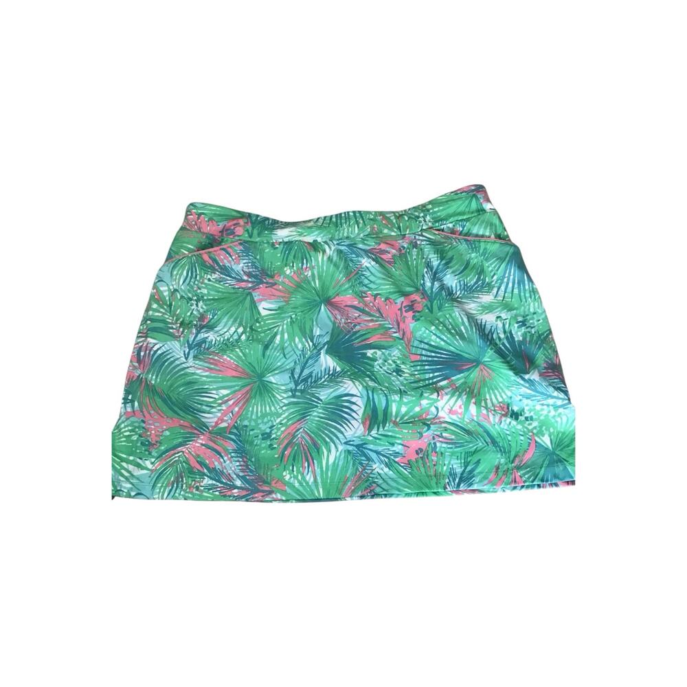 Ruby Rd skort vibrant tropical palm tree pattern in green, teal & Pink Sz. PL